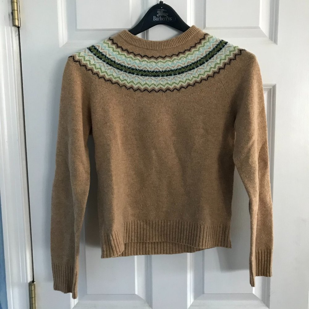 J. Crew Crew Neck Fair Isle Sweater Tan M